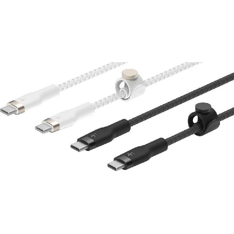 Belkin BoostCharge Pro Flex USB-C to USB-C (2 Pack) Sync & Charge Cable, Black/White
