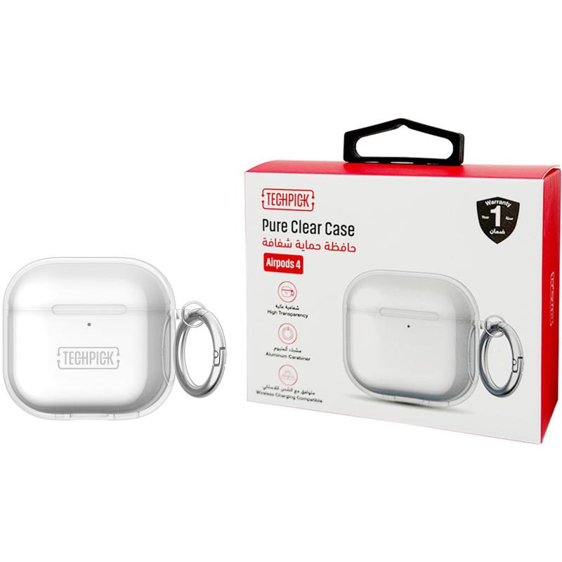 Techpick Pure Clear Earbuds Case, for Apple AirPods 4, Clear