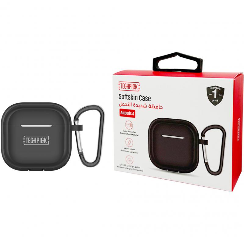 Techpick Softskin Earbuds Case, for Apple AirPods 4, Black