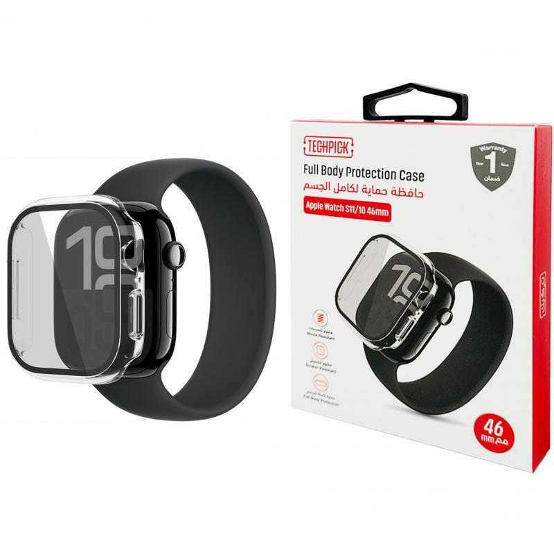Techpick Glass Smartwatch Fit Case, for Apple Watch Series 11 46/Watch Series 10 46, Clear