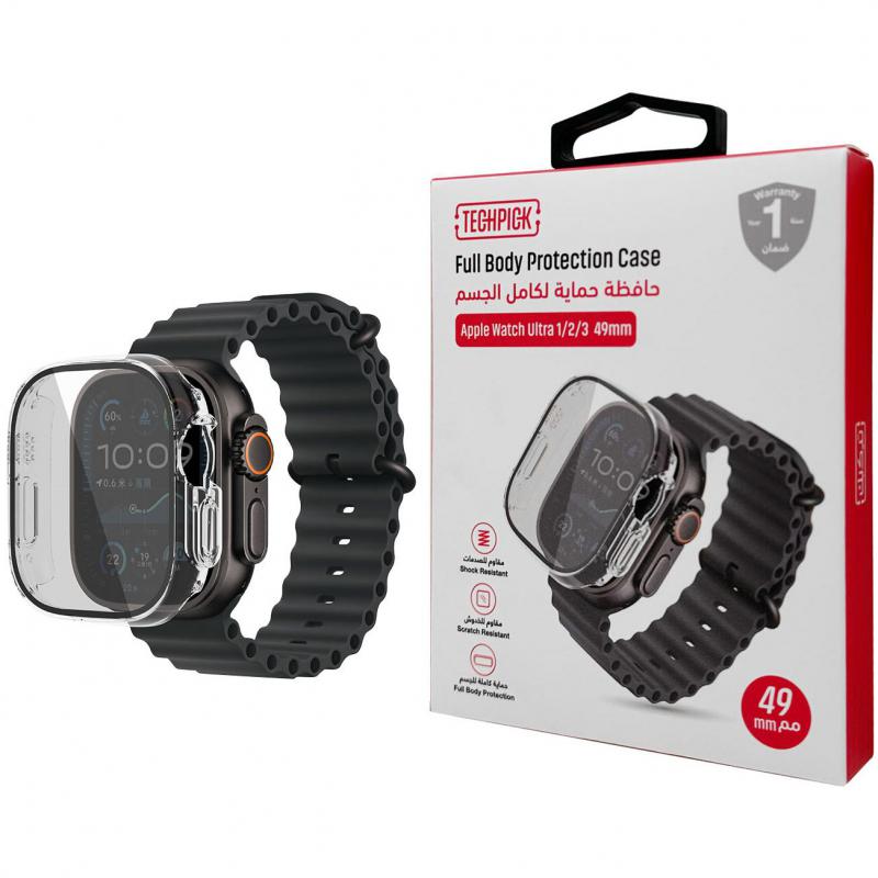 Techpick Glass Smartwatch Fit Case, for Apple Watch Ultra 3/Watch Ultra 2/Watch Ultra, Clear