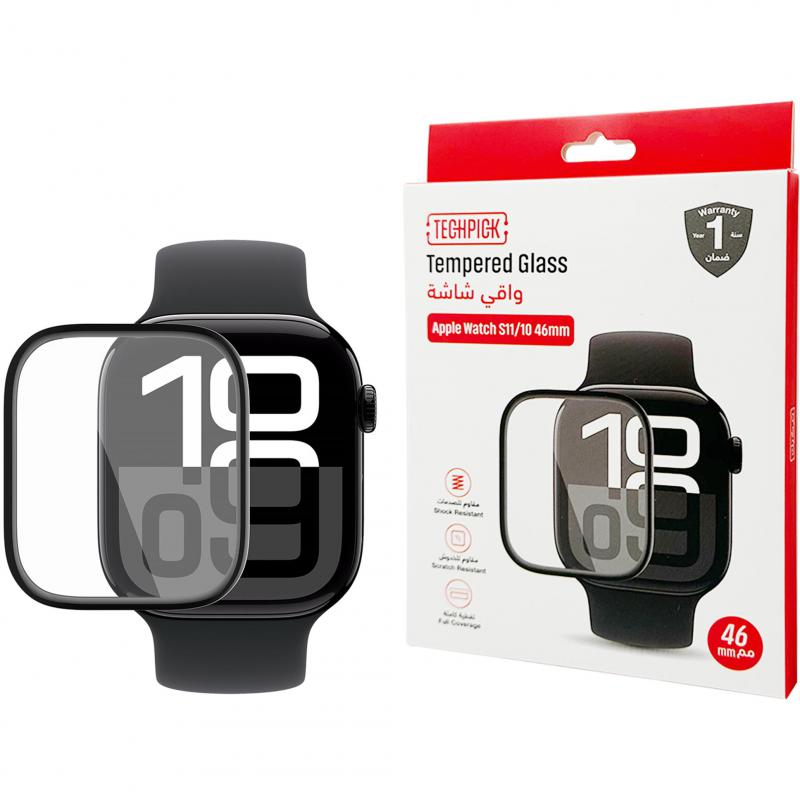 Techpick Curved Edge Smartwatch Screen Protector, for Apple Watch Series 11 46/Watch Series 10 46, Curved Edge Design, Clear