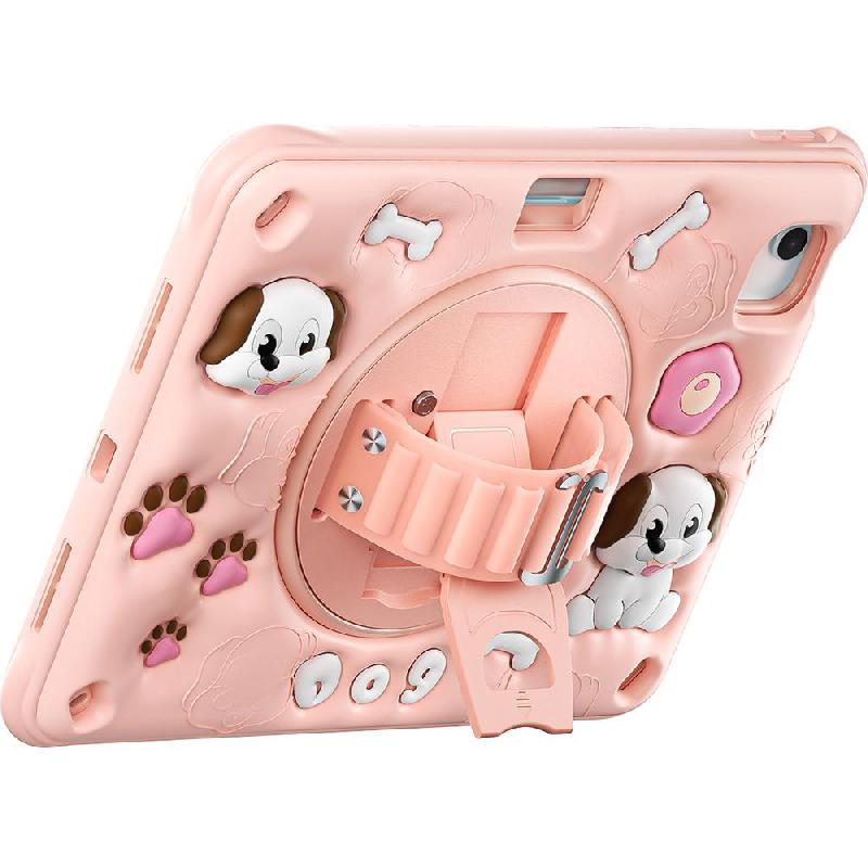 Kadasic Cartoon Strap Back Cover Tablet Case for Kids, for iPad Air 11 M2/iPad Air 5th Gen/iPad Air 4th Gen, Pink