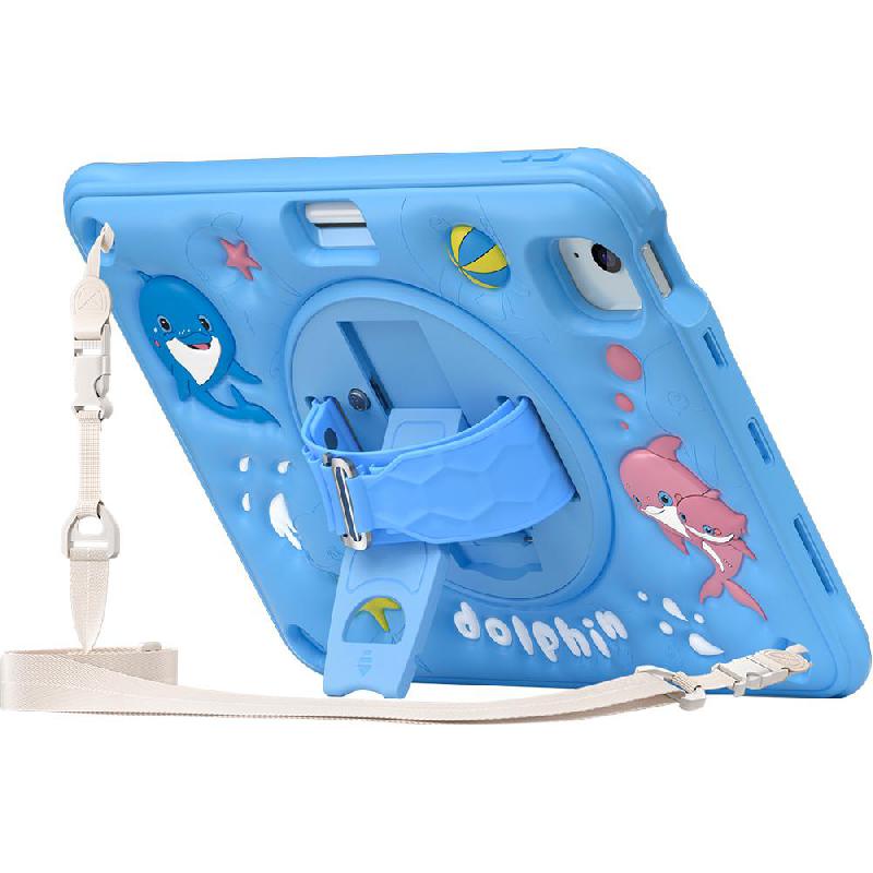 Kadasic Cartoon Strap Back Cover Tablet Case for Kids, for iPad Air 11 M2/iPad Air 5th Gen/iPad Air 4th Gen, Blue