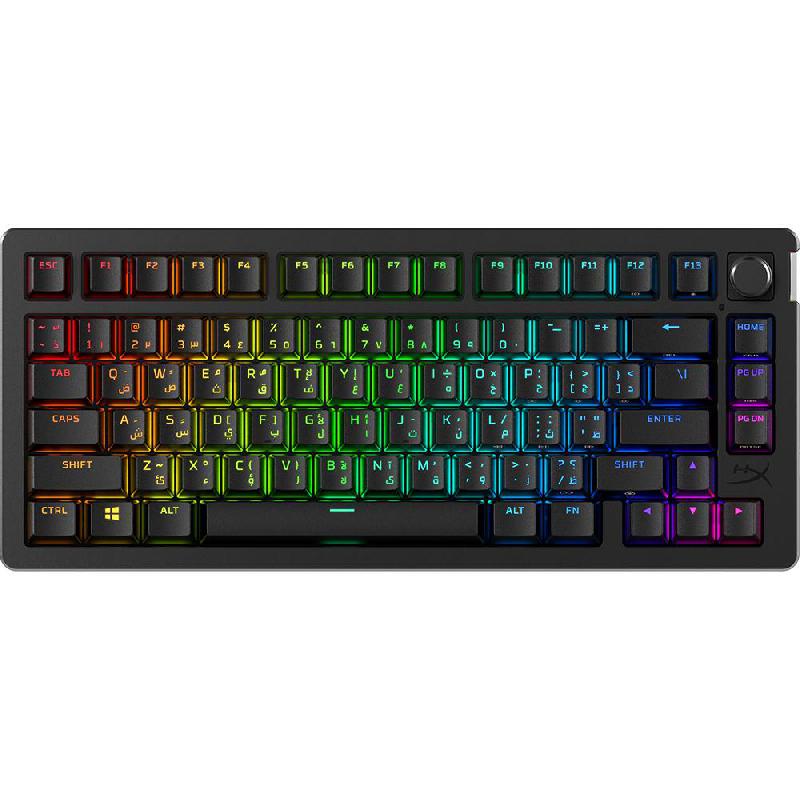HyperX Alloy Rise 75 Wireless Gaming Keyboard, Bluetooth/Wireless (2.4 GHz)/Wired, for Laptop/Desktop Computer/Gaming Desktop Computer/CPU Windows OS, Black