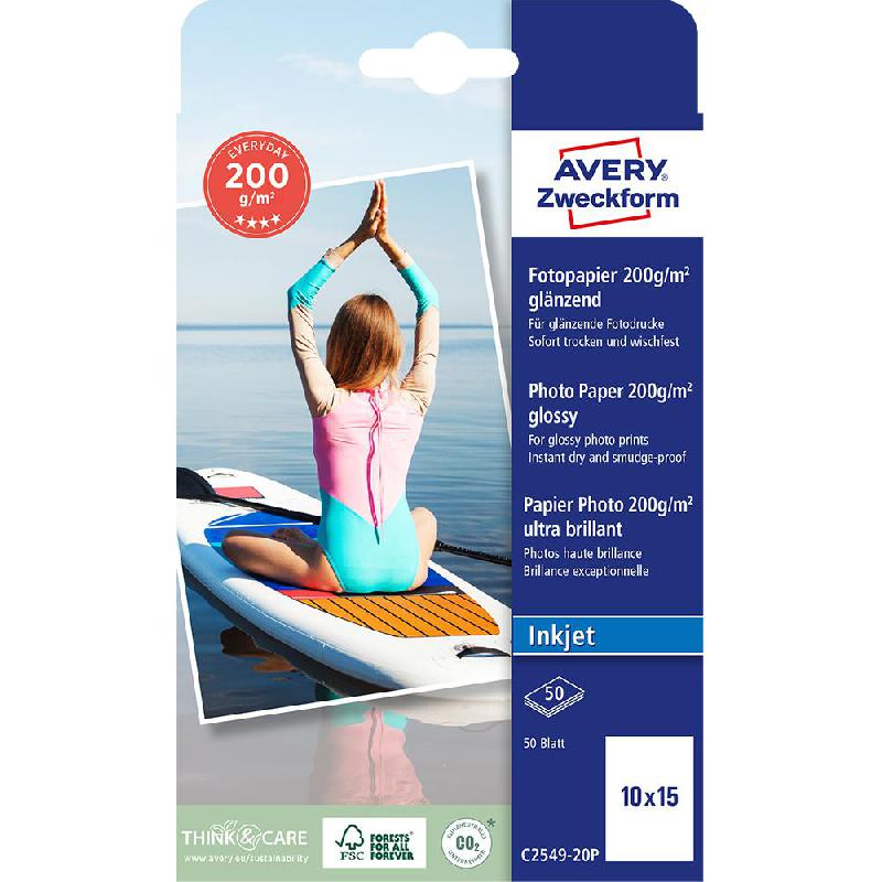 Avery Photo Paper, High-gloss, White, 10 X 15 cm, 200 gsm, 20 Sheets