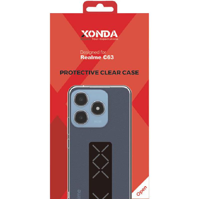 Xonda Back Cover Mobile Case with Strap, for Realme C63, Black