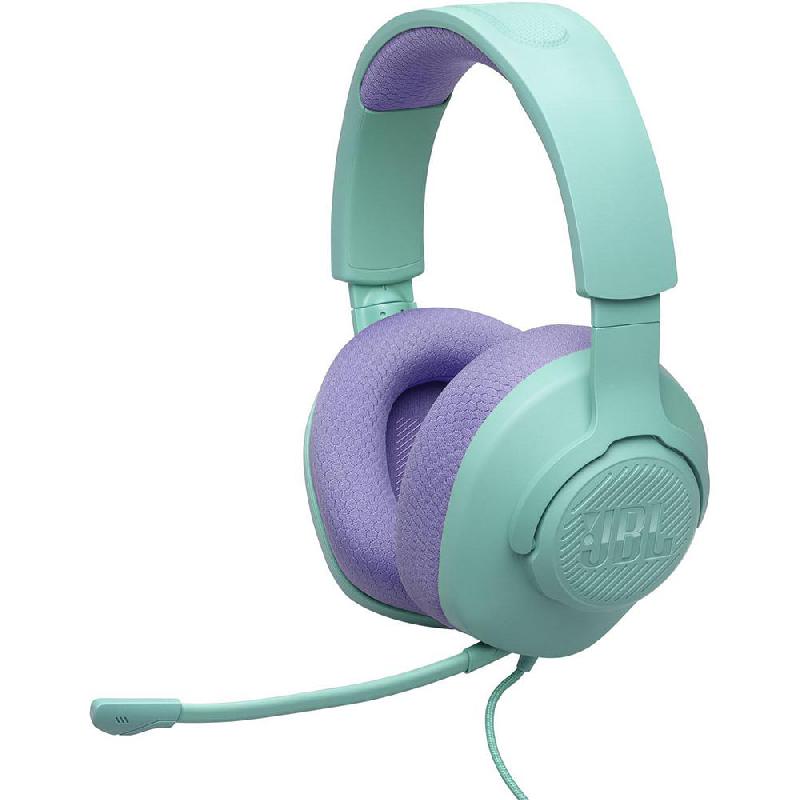 JBL Quantum 100M2 Over-Ear Headphones, Wired, 3.5 mm Connector, Detachable Microphone, Cyan