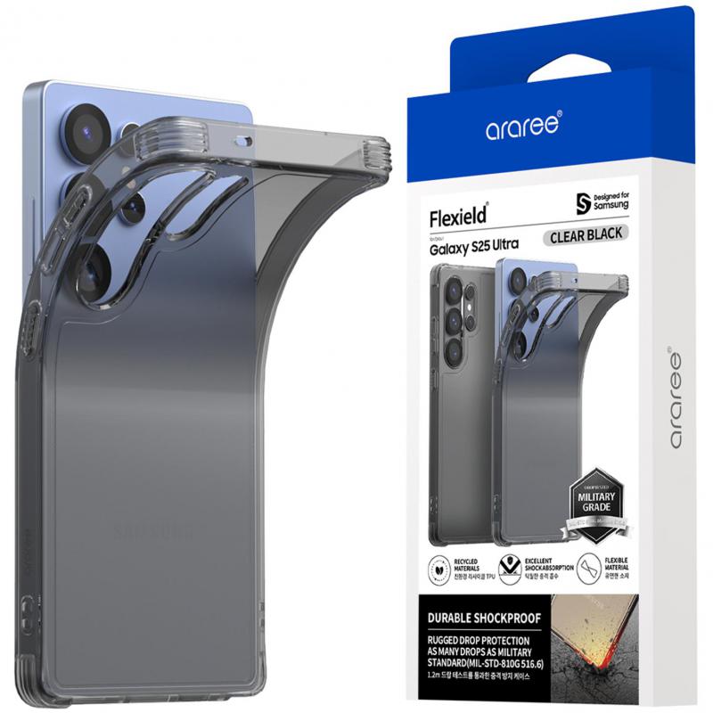 Araree Flexield Back Cover Mobile Case, for Samsung Galaxy S25 Ultra, Clear/Black