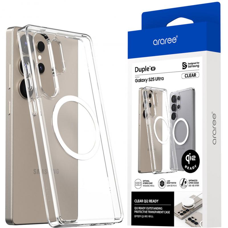 Araree Duple M Back Cover Mobile Case with MagSafe, for Samsung Galaxy S25 Ultra, Clear