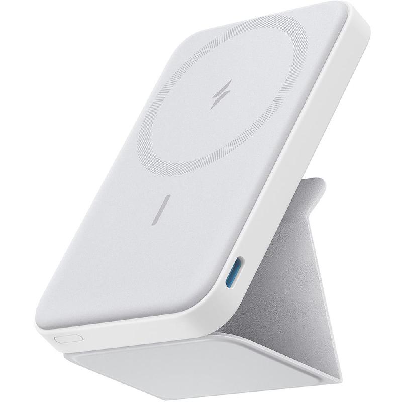 Anker 622 MagGo 5000 mAh Magnetic Battery with Stand, Qi/PMA, 5000 mAh, Single USB-C, White