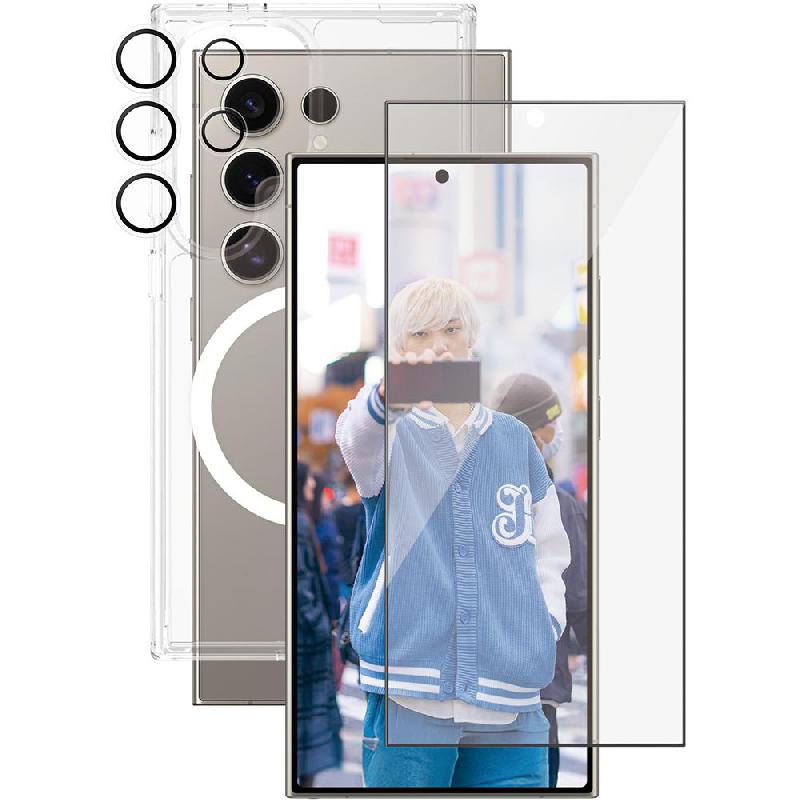 PanzerGlass 3-in-1 Protection Pack Urban Combat Case + Screen Protector + Hoops Camera Lens Protector Smartphone Case Bundle, for Samsung Galaxy S25 Ultra, Clear