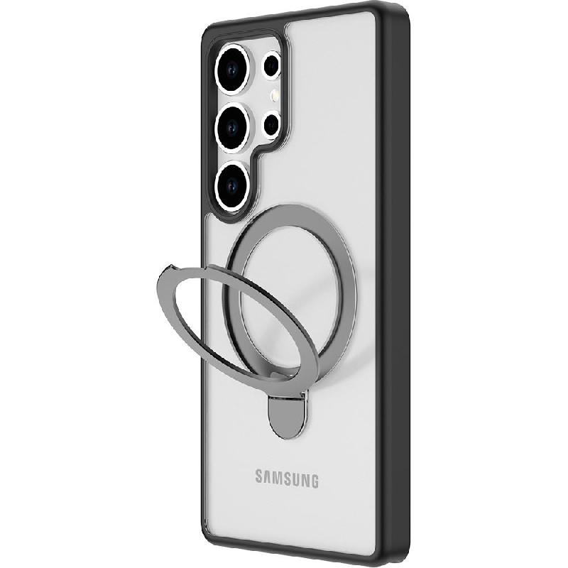 Raptic Air Stand Magsafe Back Cover Mobile Case with MagSafe, for Samsung Galaxy S25 Ultra, Clear/Black