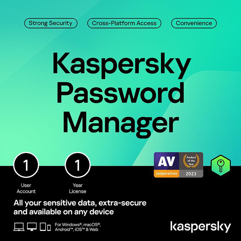 Kaspersky Password Manager, Arabic/English, 1 User (1 Year), Product Key (Internet Download)