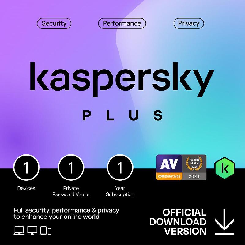 Kaspersky PLUS, Arabic/English, 1 Device (1 Year), Product Key (Internet Download)