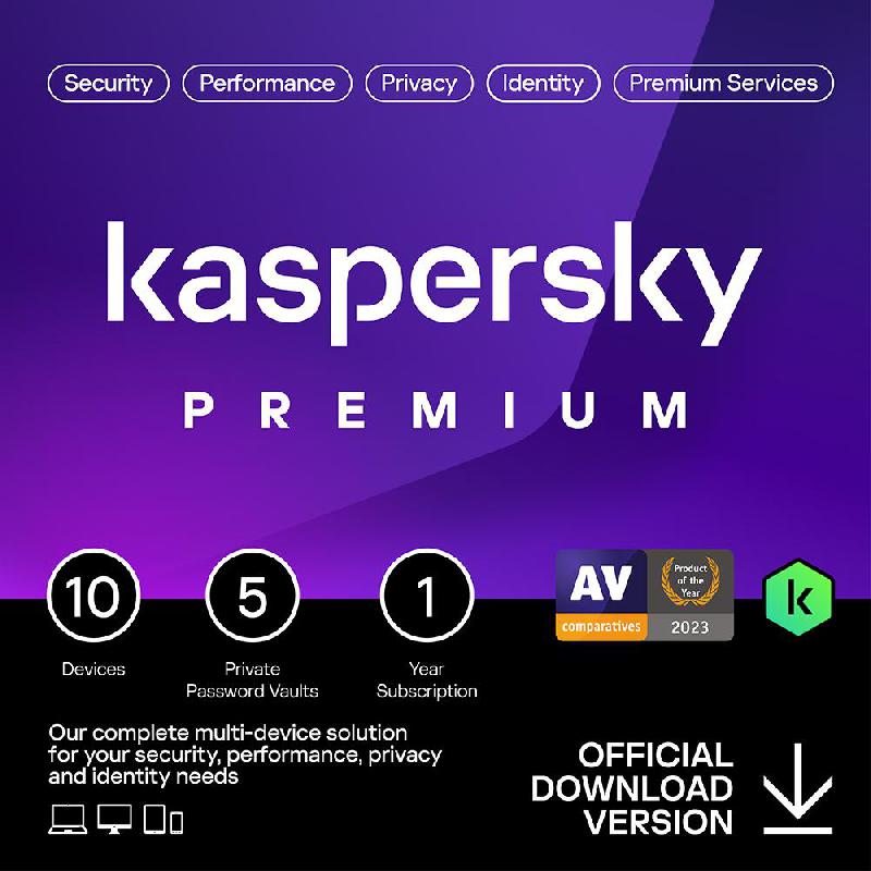 Kaspersky PREMIUM, Arabic/English, 10 Devices (1 Year), Product Key (Internet Download)