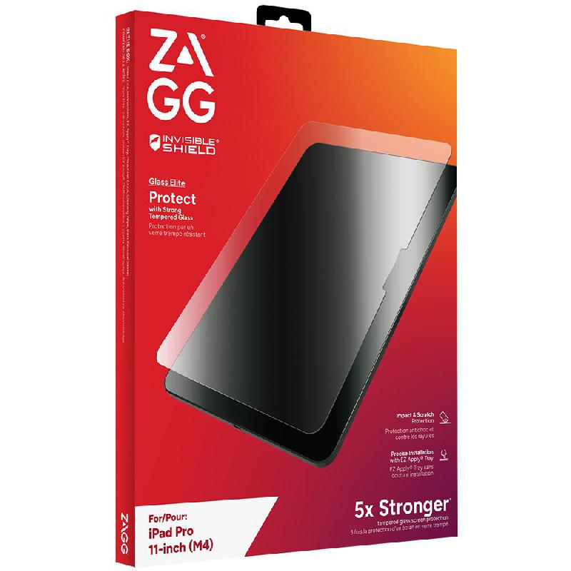 Zagg Invisible Shield Glass Elite iPad Screen Protector, Smooth, Silky Feel Design, for iPad Pro 11 M4 - 2024