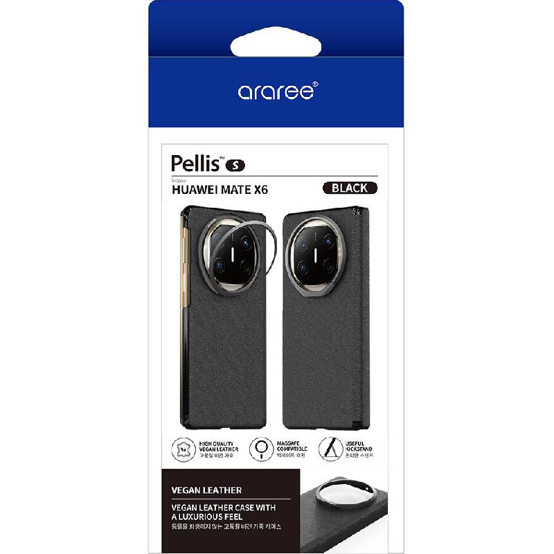 Araree Pellis Stand Back Cover Mobile Case with MagSafe, for Huawei Mate X6, Black — 3