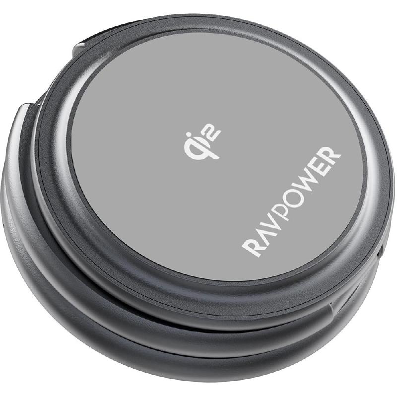 RAVPower Premium Foldable Magnetic 3-in-1 Charging Station, Qi2, 15 Watts, Single USB-C, Grey — 2