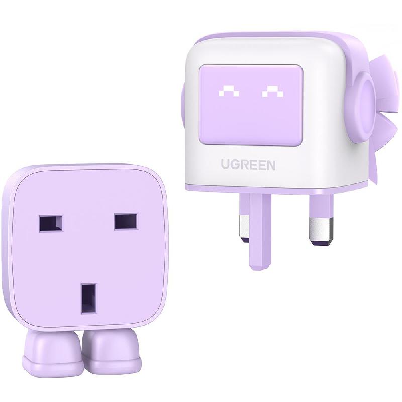 Ugreen Nexode RG 3-Port 65W GaN Fast Charger, USB PD (Power Delivery), 65 Watts, 3 USB (2X USB-C/1X USB), Purple