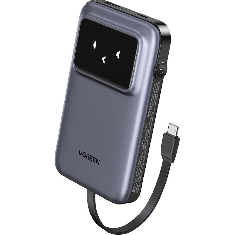 Ugreen Uno Power Bank 10000 mAh 30W, PD Fast Charging, 10000 mAh, 3 USB (1X USB/2X USB-C), Deep Grey