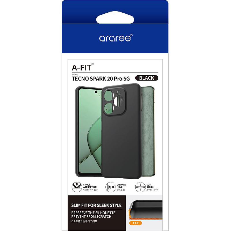 Araree A-Fit Back Cover Mobile Case, for Tecno Spark 20 Pro 5G, Black — 2
