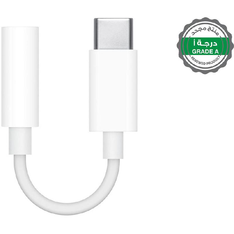 Renewed Grade A Apple Adapter, USB-C to 3.5 mm Audio Jack (White)