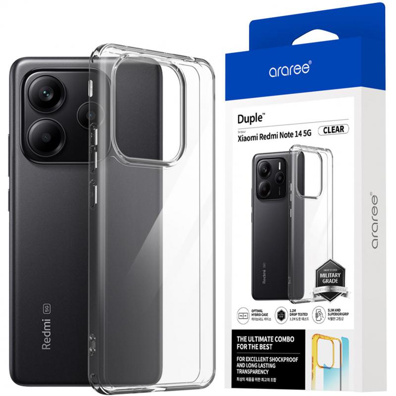 Araree Duple Back Cover Mobile Case, for Xiaomi Redmi Note 14 5G, Clear
