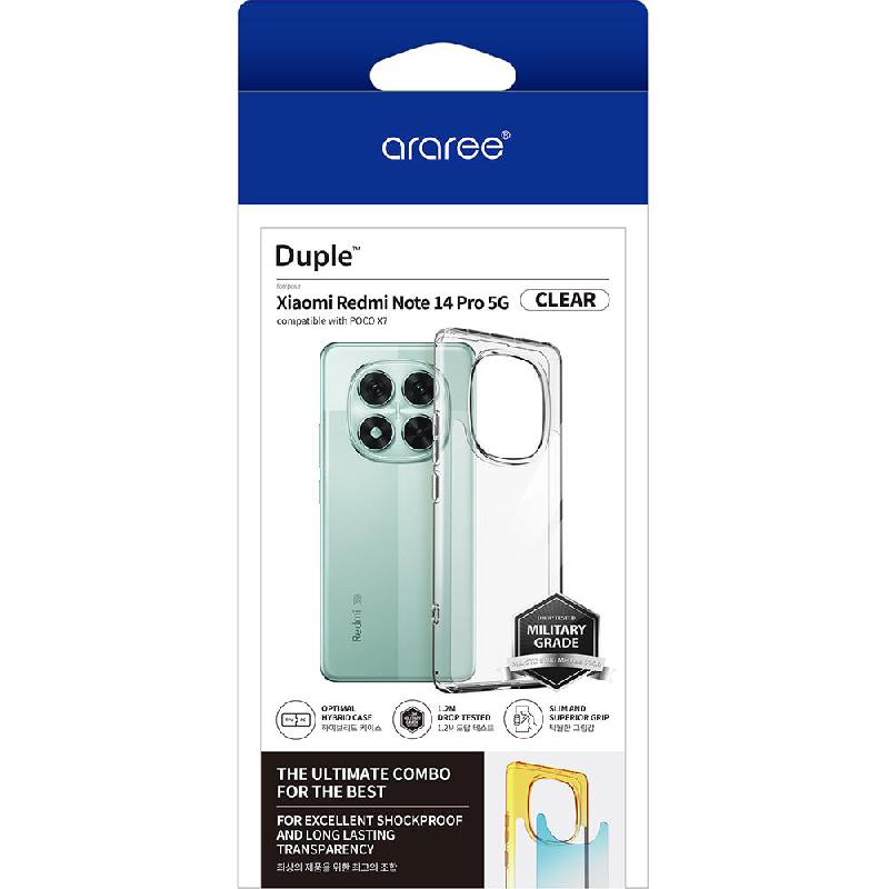Araree Duple Back Cover Mobile Case, for Xiaomi Redmi Note 14 Pro 5G, Clear — 2