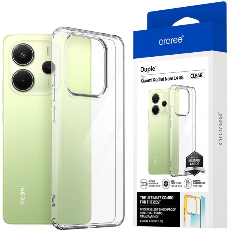 Araree Duple Back Cover Mobile Case, for Xiaomi Redmi Note 14 4G, Clear