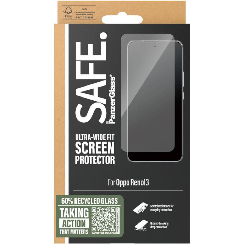 PanzerGlass SAFE Case Friendly Smartphone Screen Protector, for OPPO Reno14 F 5G, Tempered Glass, Edge-to-Edge, Black — 2