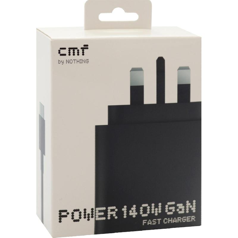 Nothing CMF Power 140W GaN Fast Charger, USB PD (Power Delivery), 140 Watts, 3 USB (2X USB-C/1X USB), Dark Grey