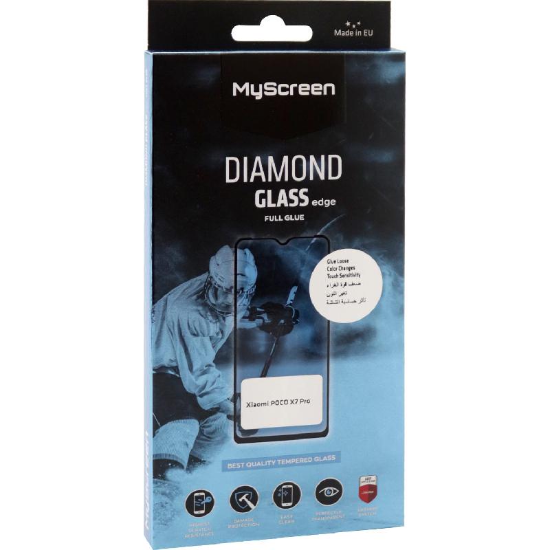 MyScreenPROTECTOR DIAMOND GLASS edge Smartphone Screen Protector, Full Glue, Black, for Xiaomi POCO X7 Pro