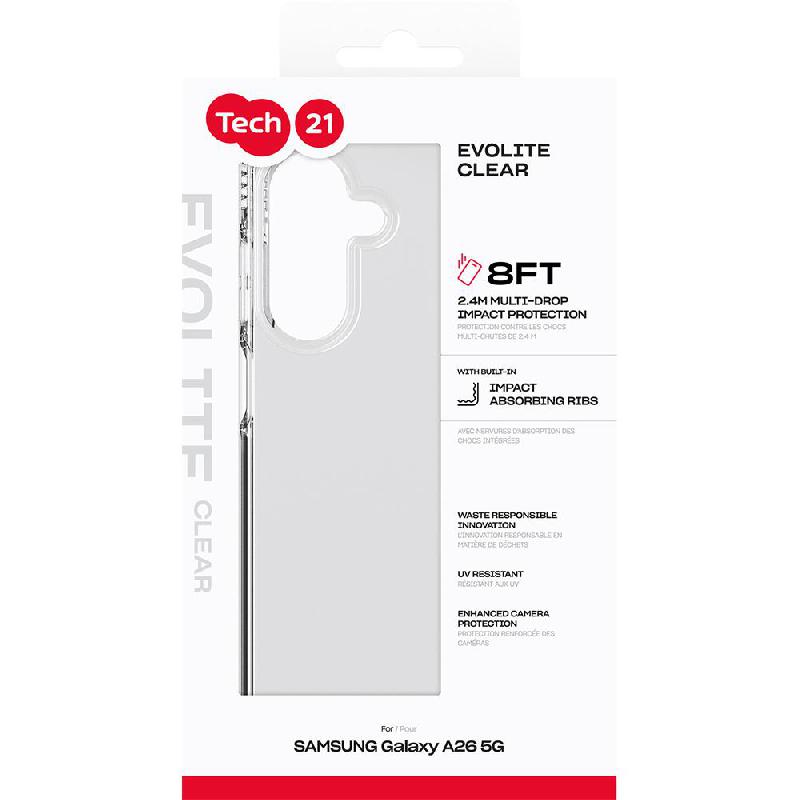 Tech21 EvoLite Back Cover Mobile Case, for Samsung Galaxy A26 5G, Clear — 3