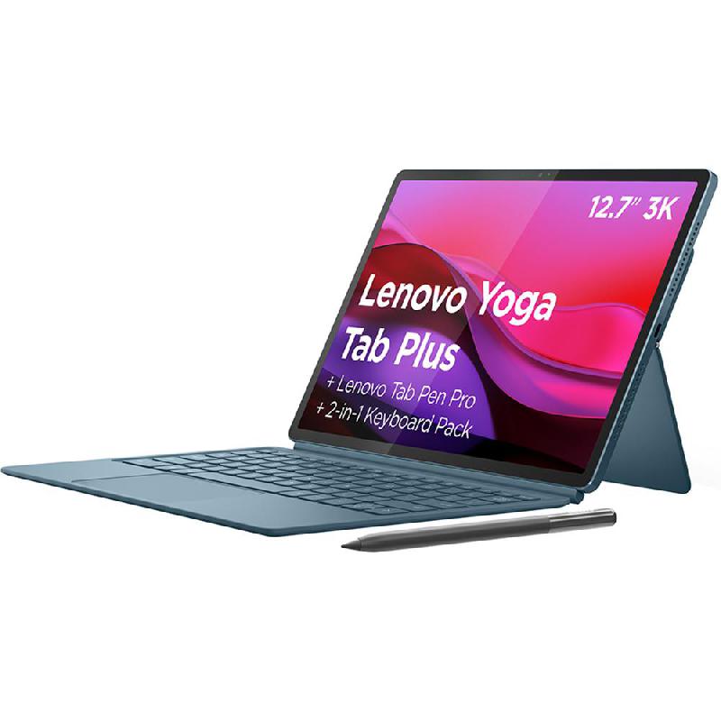 Lenovo Yoga Tab Plus Tablet - Wi-Fi with Keyboard and Stylus 2024, 12.7", 256 GB, Tidal Teal, Octa Core