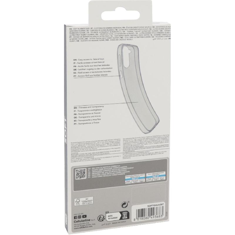 Cellularline Soft Back Cover Mobile Case, for Samsung Galaxy A26 5G, Clear — 2