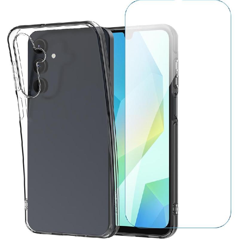 Soft TPU Clear + Tempered Glass Smartphone Case Bundle, for Samsung Galaxy A16 5G, Clear