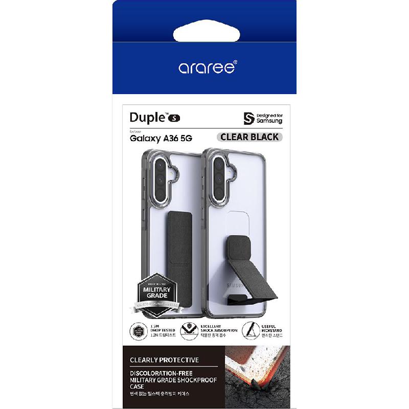 Araree Duple S Back Cover Mobile Case with Stand, for Samsung Galaxy A36 5G, Clear/Black — 2