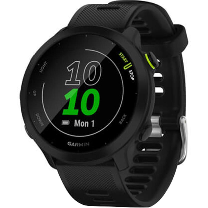 GARMIN Forerunner 55 Smartwatch, GPS, 1.04", Black Fibre-reinforced Polymer, Black Silicone Strap, One Size