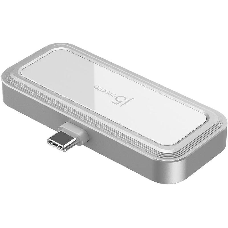 j5 Create Multi-port Station, USB-C, 4 Port (2X USB-C/SD/Micro SD), White