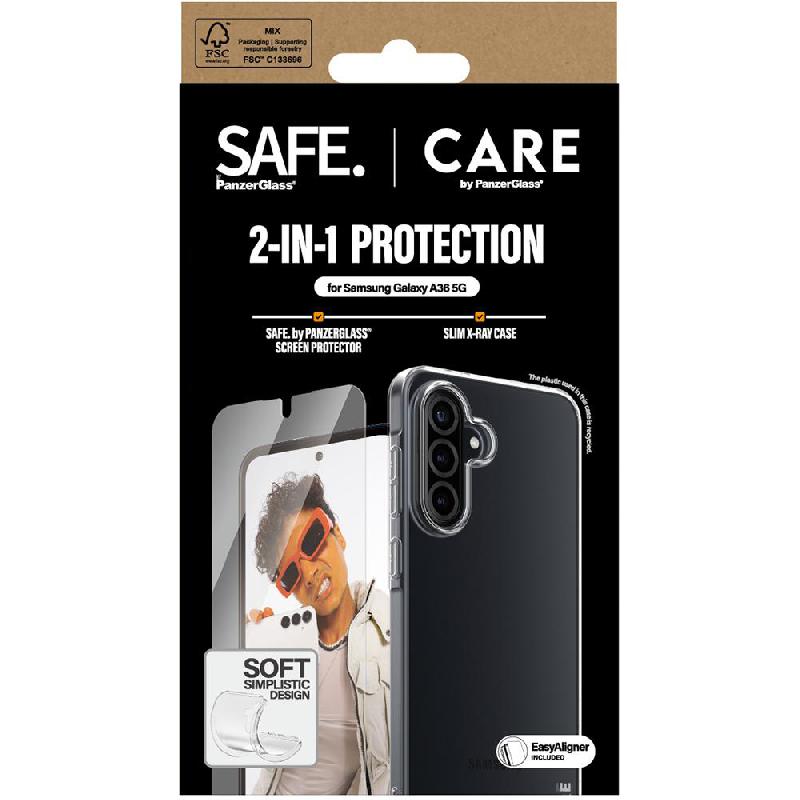 PanzerGlass 2-in-1 Protection CARE X-Ray Soft Clear Case + SAFE Tempered Glass Ultra Wide Fit Smartphone Case Bundle, for Samsung Galaxy A36 5G, Clear — 2