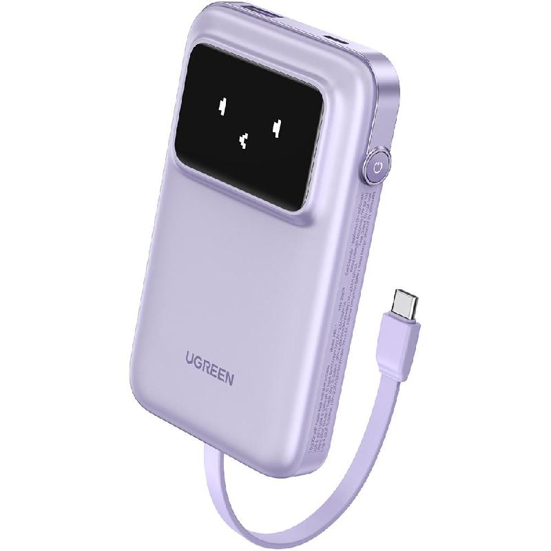 Ugreen Uno Power Bank 10000 mAh 30W, PD Fast Charging, 10000 mAh, 3 USB (1X USB/2X USB-C), Violet