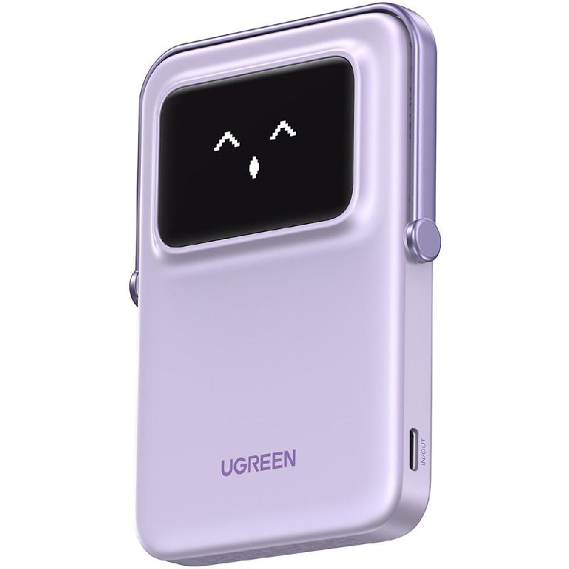 Ugreen Uno Magnetic Wireless Power Bank 5000 mAh, PD Fast Charging, 5000 mAh, Single USB-C (I/O Charging), Violet