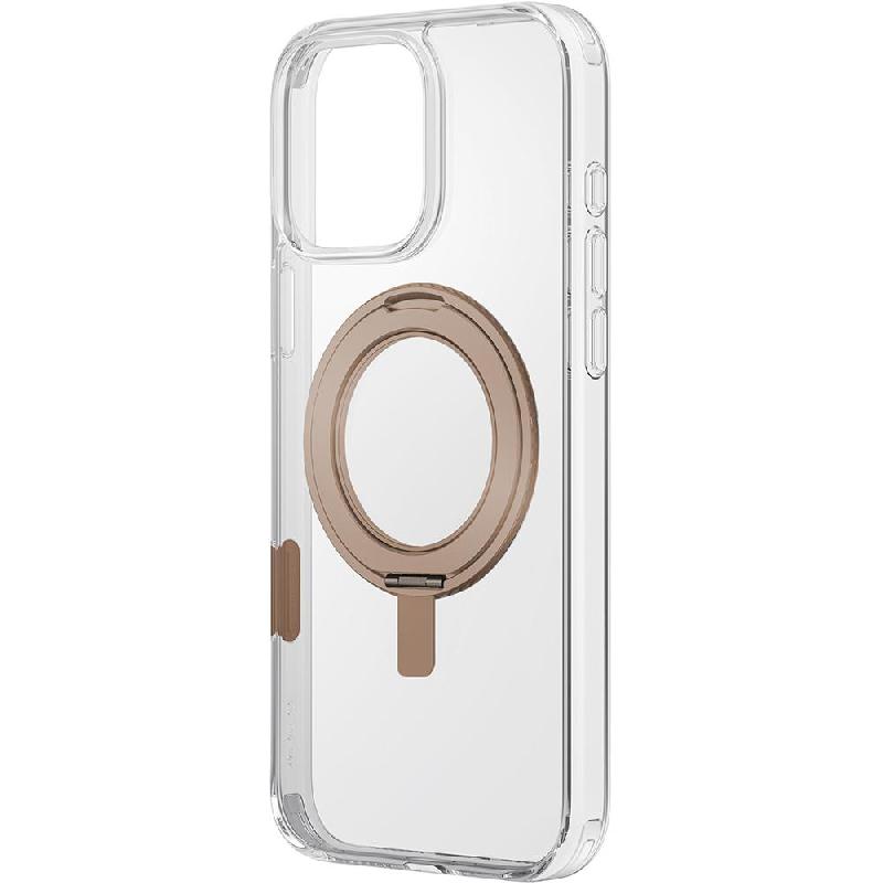 Uniq Swivix Back Cover Mobile Case with Stand, for iPhone 16 Pro, Clear/Gold