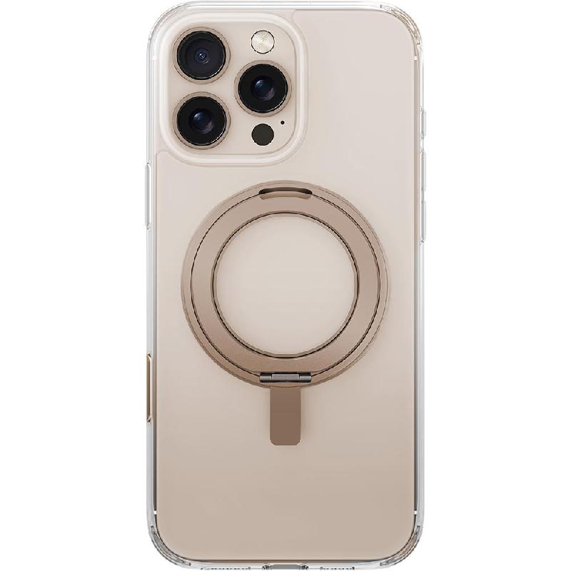 Uniq Swivix Back Cover Mobile Case with Stand, for iPhone 16 Pro, Clear/Gold — 2