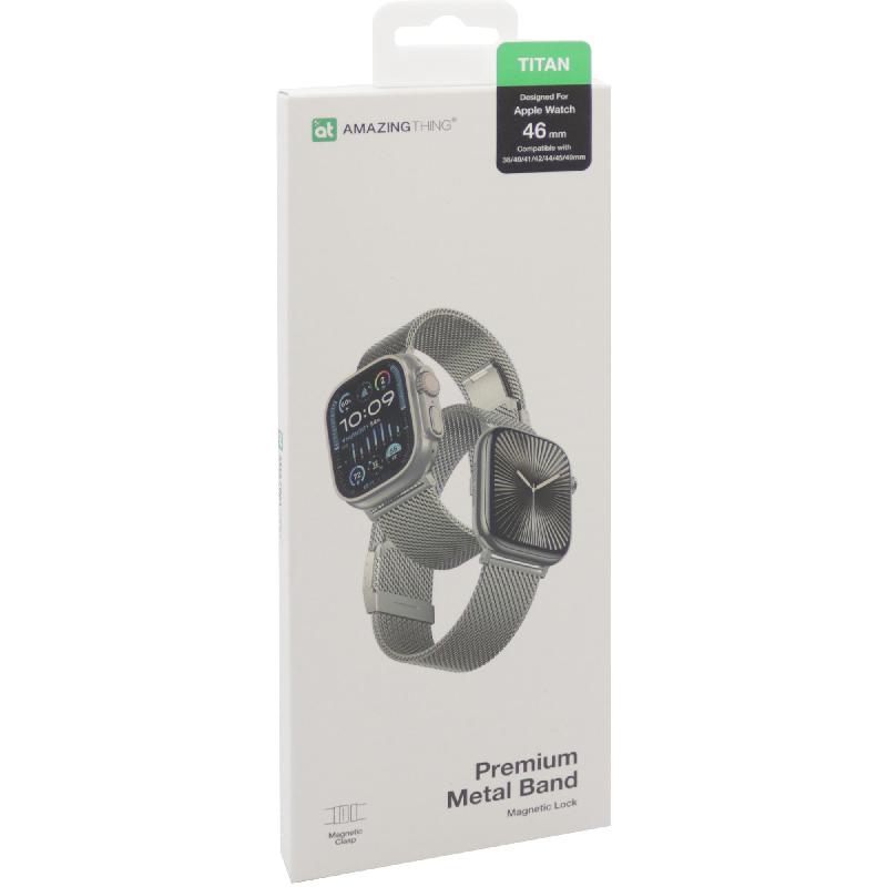 Amazing Thing Titan Premium Wrist Strap, for Watch Ultra 3/Watch Ultra 2/Watch Series 11 46/Watch Series 10 46, 304 Premium Stainless Steel, Titanium