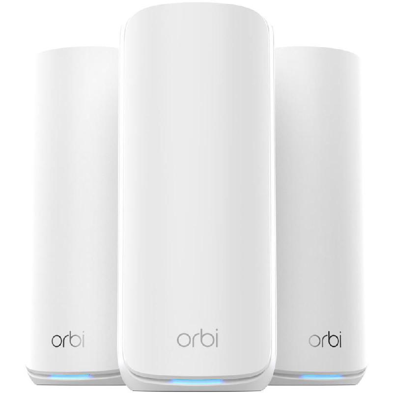 Netgear Orbi 870 (3-Pack) Whole Home Mesh Wi-Fi, up to 21 Gbps, up to 150 Devices, Tri-Band (2.4 GHz/5 GHz/6 GHz), Wi-Fi 7 (802.11a/b/g/n/ac/ax/be), White