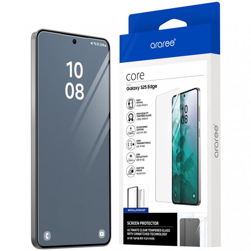 Araree Core Smartphone Screen Protector, for Samsung Galaxy S25 Edge, Tempered Glass