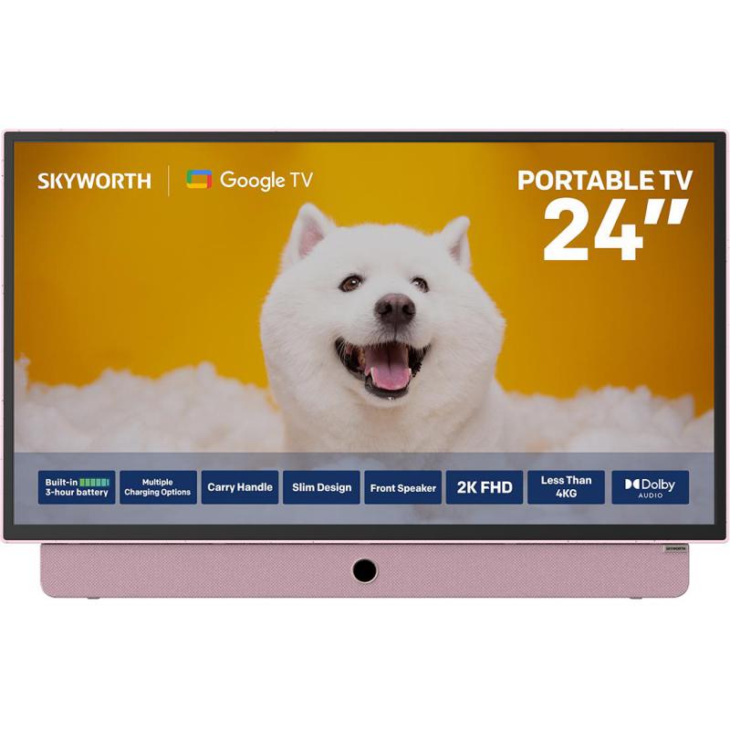 Skyworth 24" Portable TV, Full HD LED, 60 Hz, Light Pink, LP60G