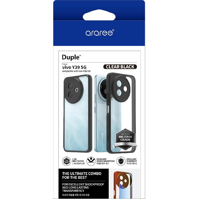 Araree Duple Back Cover Mobile Case, for vivo Y39 5G, Clear/Black — 2